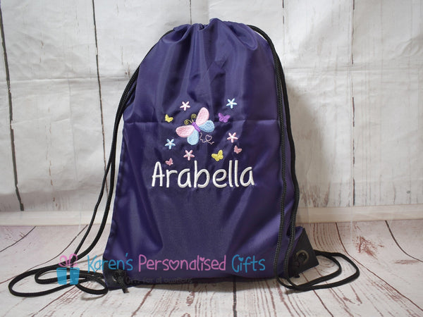 Personalised Royal Blue Butterfly Swim/Gym Bag (Choice of colours)