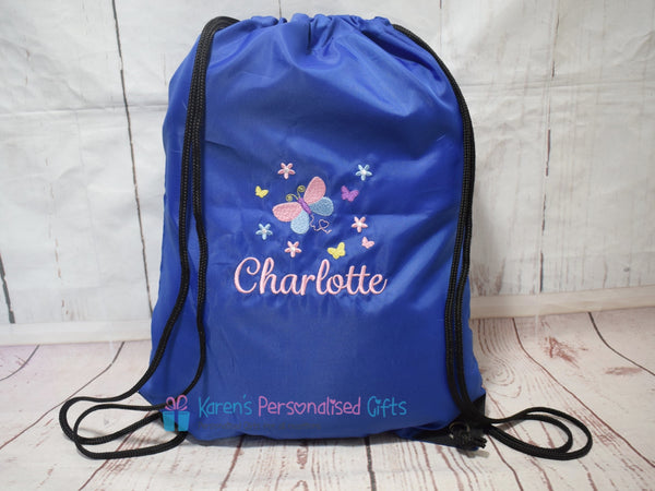 Personalised Red Butterfly Swim/Gym Bag (Choice of colours)