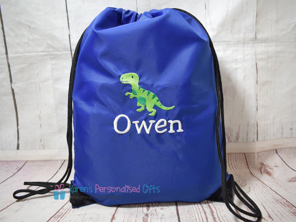 Personalised Pink Dinosaur Swim/Gym Bag (Choice of colours)