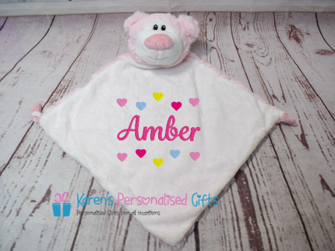 Personalised Pink Bear Comforter - Cubbies