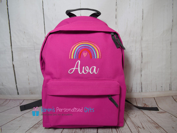 Personalised Pink Rainbow Backpack (choice of colours)