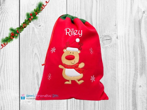 Personalised Christmas Reindeer Sack