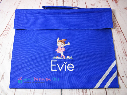 Personalised Navy Blue Cute Ballerina Book Bag (Choice of 7 colours)