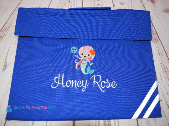 Personalised Black Mermaid Book Bag (Choice of 7 colours)