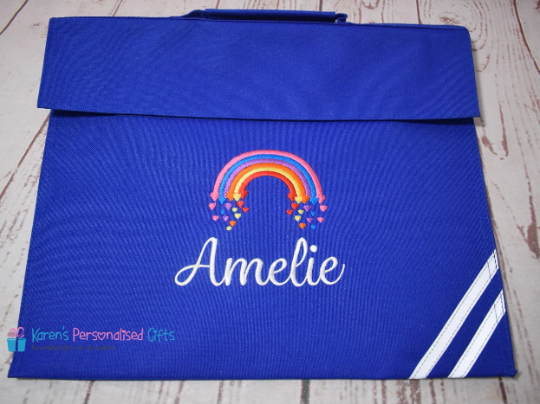 Personalised Red Rainbow Book bag (Choice of 7 colours)