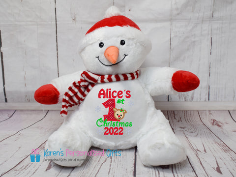 Personalised Teddy Christmas Snowman - Mumbles