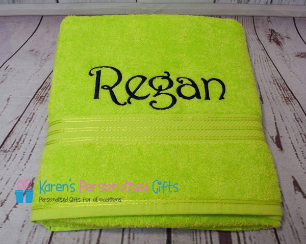 Personalised Lime Green Towels -  Combed Cotton 500gsm