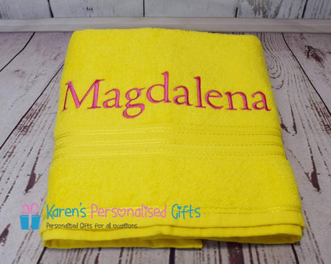 Personalised Yellow Towels -  Combed Cotton 500gsm