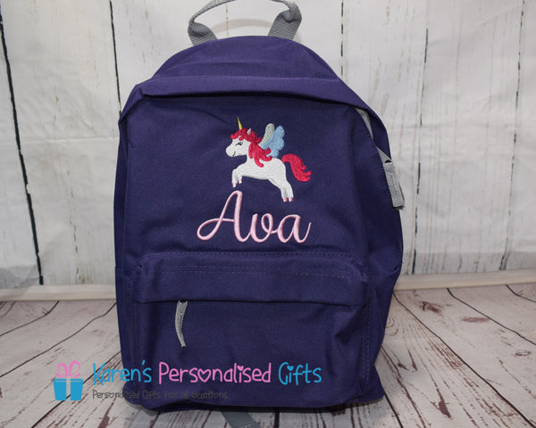 Personalised Purple Unicorn Backpack