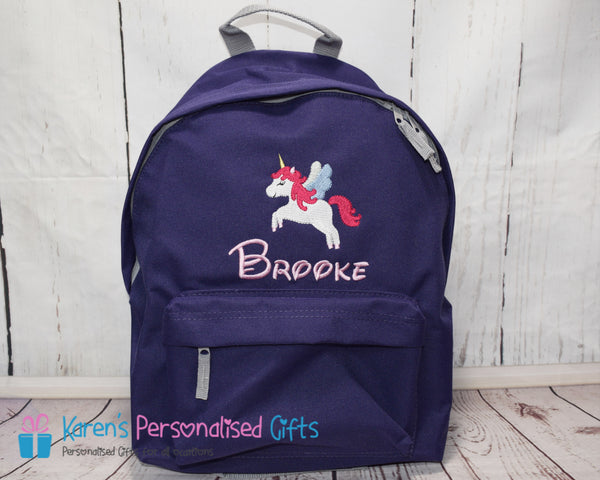 Personalised Pink Unicorn Backpack (Choice of 5 colours)