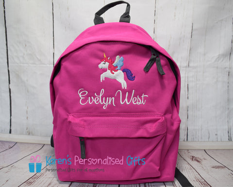 Personalised Pink Unicorn Backpack (Choice of 5 colours)