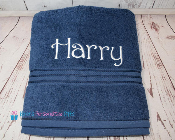 Personalised Navy Towels -  Combed Cotton 500gsm