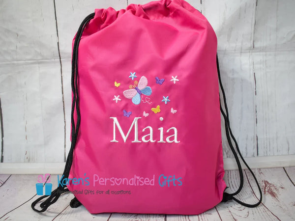 Personalised Red Butterfly Swim/Gym Bag (Choice of colours)