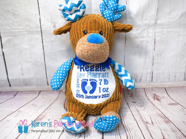 Personalised Blue Reindeer - Cubbies