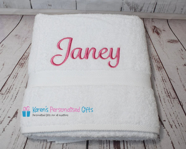 Personalised White Towels - Combed Cotton 600gsm