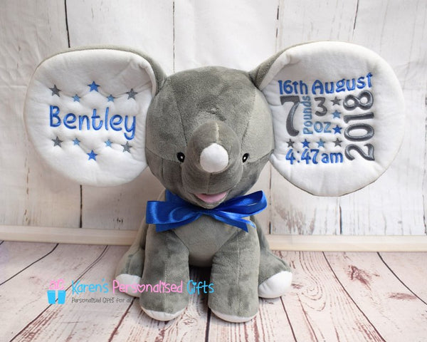 Personalised Grey Dumble Elephant - Cubbies