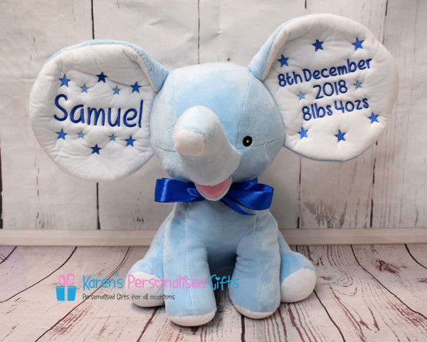 Personalised Blue Dumble Elephant - Cubbies