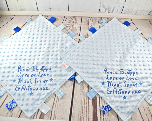 Personalised Blue Taggy Comforter