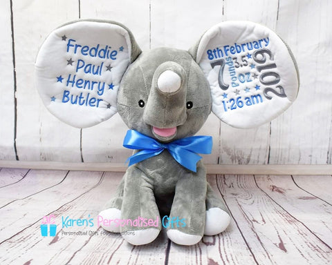 Personalised Grey Dumble Elephant - Cubbies