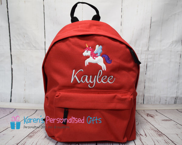 Personalised Red Unicorn Backpack