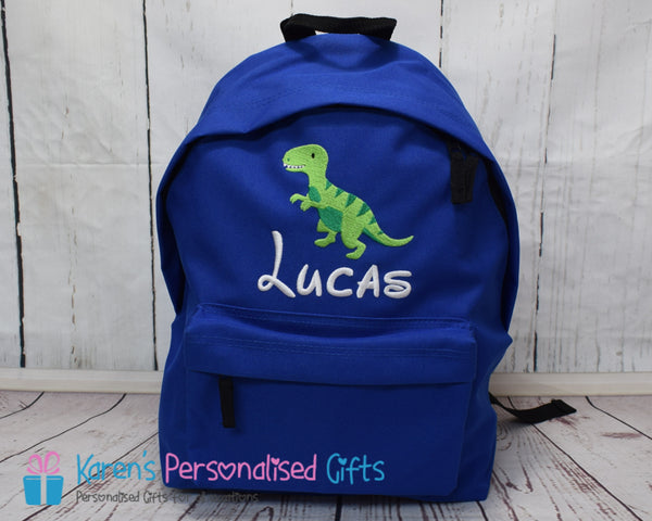 Personalised Red Dinosaur Backpack (Choice of colours)