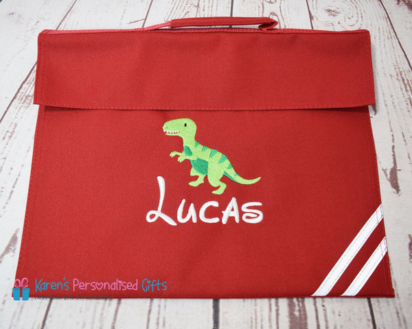 Personalised Purple Dinosaur Book bag (Choice of 7 colours)