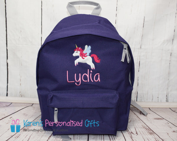 Personalised Purple Unicorn Backpack