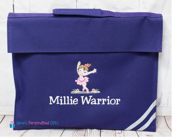 Personalised Royal Blue Cute Ballerina Book Bag (Choice of 7 colours)