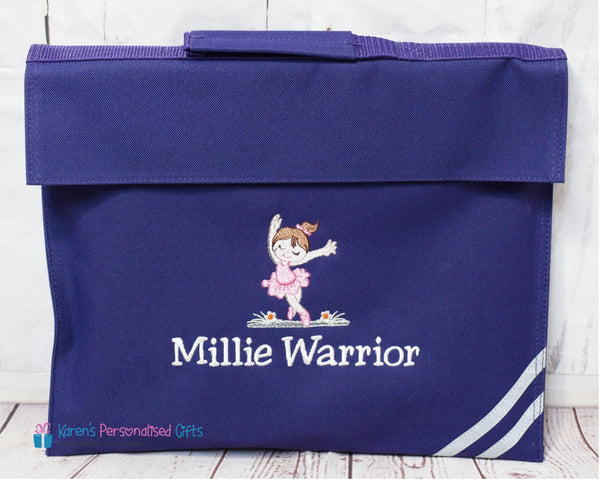 Personalised Red Cute Ballerina Book bag (Choice of 7 colours)