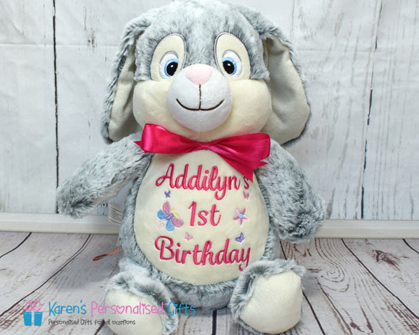 Personalised Grey Bunny - Cubbies