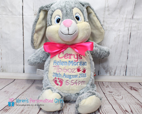 Personalised Grey Bunny - Cubbies