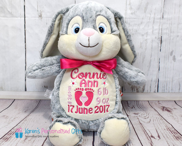 Personalised Grey Bunny - Cubbies