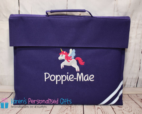 Personalised Red Unicorn Book bag (Choice of 7 colours)