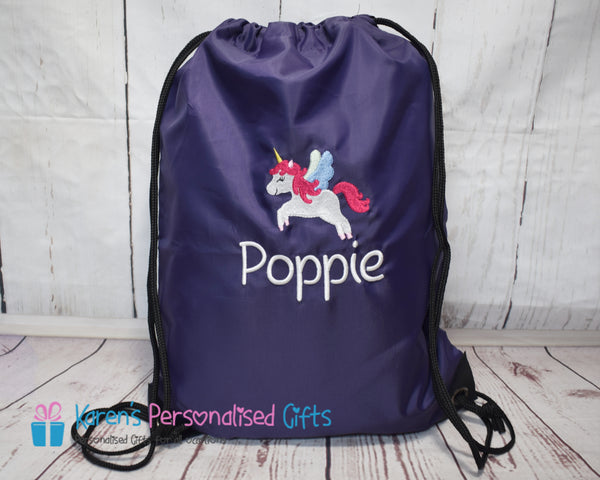 Personalised Pink Unicorn Swim/Gym Bag (Choice of colours)