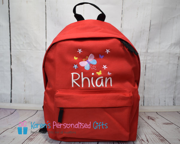 Personalised Blue Butterfly Backpack (Choice of colours)