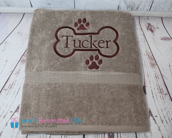 Personalised Truffle Dog Towel (bone design) 600gsm